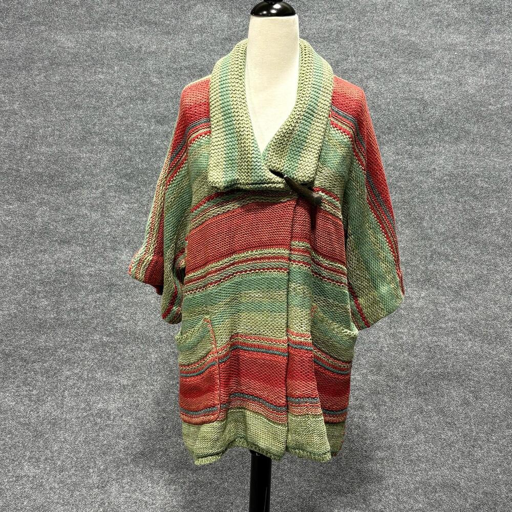 Ralph Lauren Coat Womens S Multicolor Striped Shawl Collar Oversized Mid Length